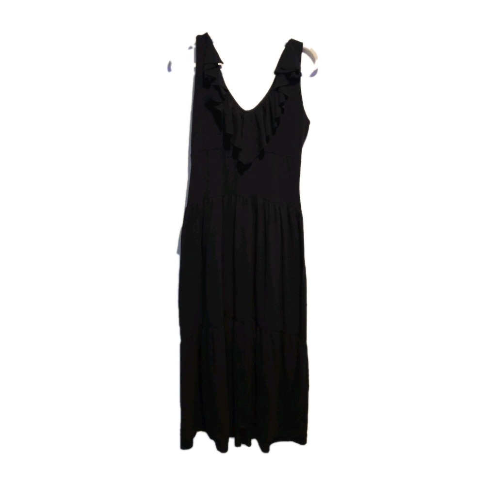 Halo Black Dress Women's‎ Size Medium Ruched Ruffle Made In USA